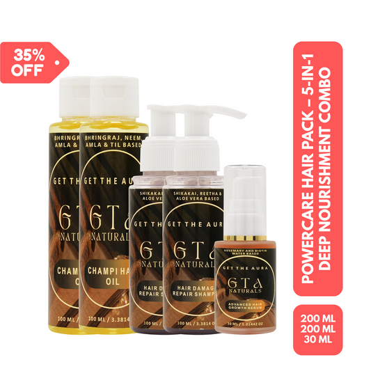 PowerCare Hair Pack 5-in-1 Deep Nourishment Combo - Advanced Serum (30ml) + 2x Champi Oil (100ml) + 2x Repair Shampoo (100ml)