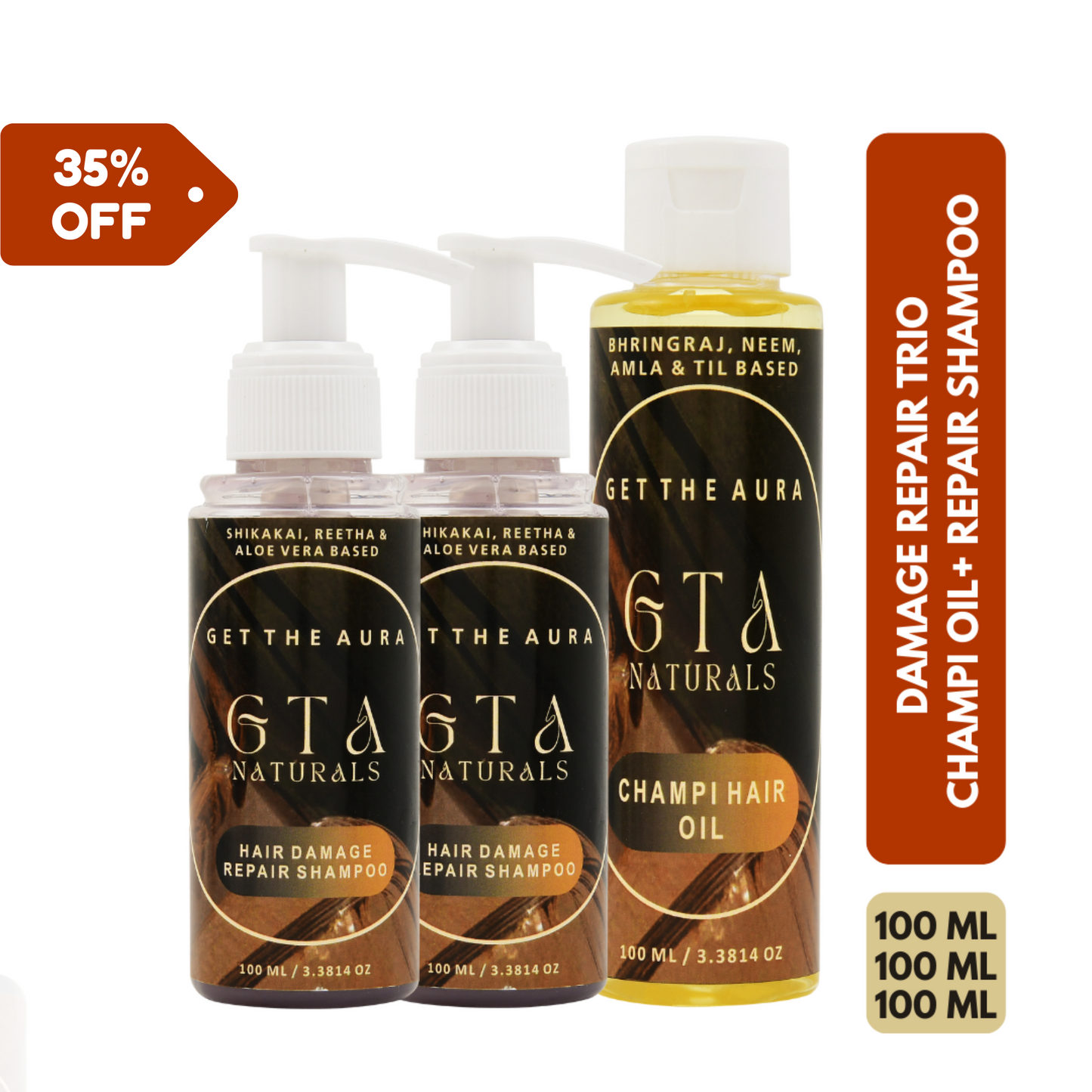 Hair Damage Repair Trio - 2 Shampoo (100ml each) + 1 Champi Hair Oil (100ml)