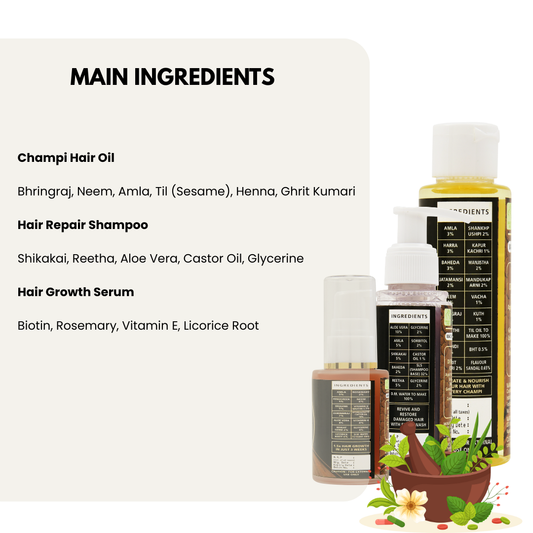 Haircare MAHACOMBO - Advanced Serum (30ml) + Champi Oil (100ml) + Repair Shampoo 100ml